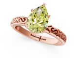 Rose gold Fancy Yellow Pear  Solitaire Engagement Ring with Scrollwork Band and Four-Prong Setting_115