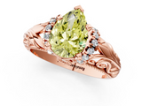 Rose gold Fancy Yellow Pear  Solitaire Filigree Engagement Ring with Halo and Prong Setting_64