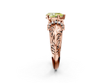 Rose gold Fancy Yellow Pear  Solitaire Filigree Engagement Ring with Halo and Prong Setting_65
