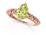 Rose gold Fancy Yellow Pear  Solitaire Floral Milgrain Engagement Ring_32