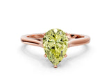 Rose gold Fancy Yellow Pear  Solitaire Heart Prong Engagement Ring with Tapered Band_54