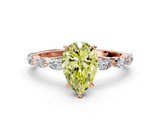 Rose gold Fancy Yellow Pear  Solitaire Marquise Side Stone Prong Setting Ring_44
