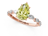 Rose gold Fancy Yellow Pear  Solitaire Marquise Side Stone Prong Setting Ring_45