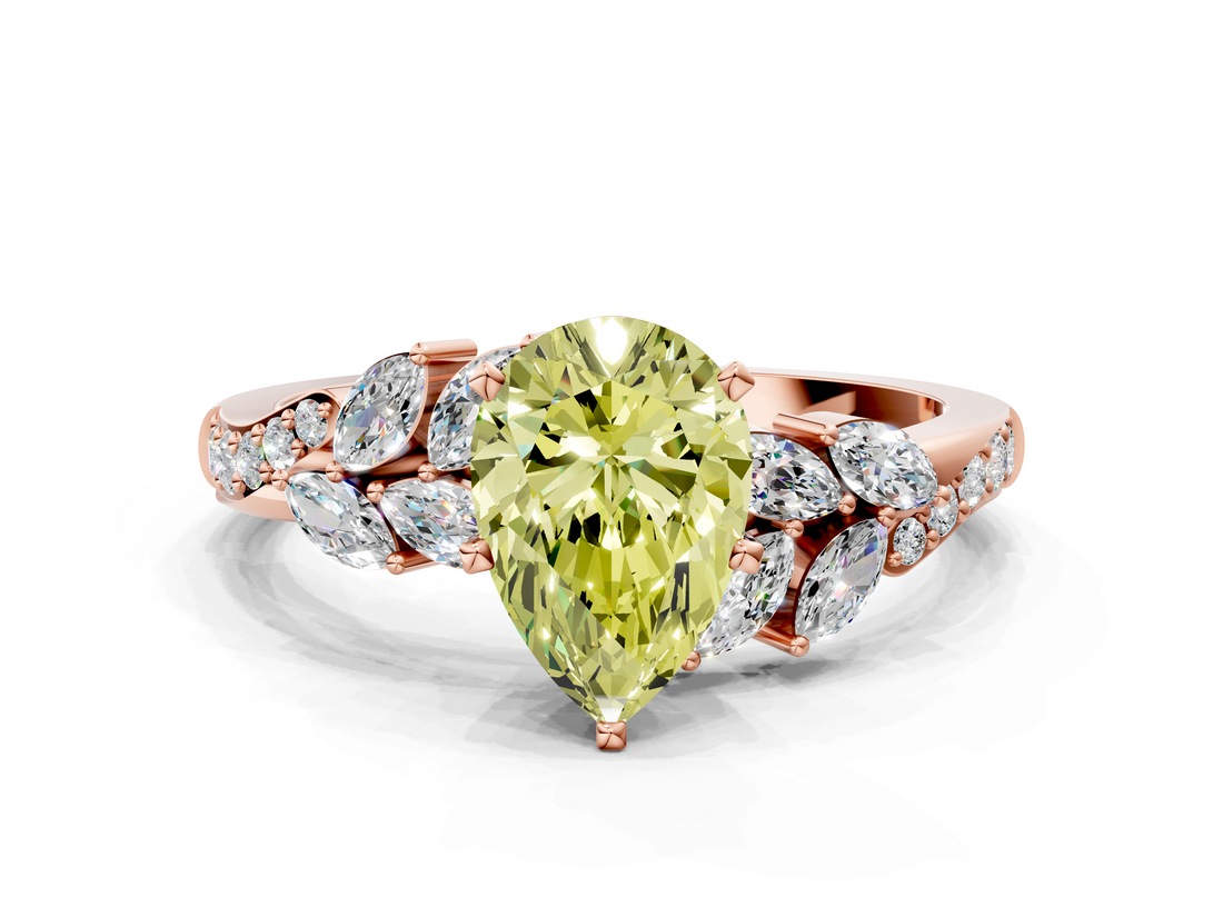Rose gold Fancy Yellow Pear  Solitaire Marquise Twist Band with Six-Prong Setting_45
