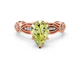 Rose gold Fancy Yellow Pear  Solitaire Milgrain Diamond Engagement Ring with Bezel and Marquise Band_148