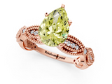 Rose gold Fancy Yellow Pear  Solitaire Milgrain Diamond Engagement Ring with Bezel and Marquise Band_149
