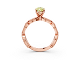 Rose gold Fancy Yellow Pear  Solitaire Milgrain Diamond Engagement Ring with Bezel and Marquise Band_151