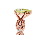 Rose gold Fancy Yellow Pear  Solitaire Milgrain Diamond Engagement Ring with Bezel and Marquise Band_153