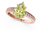 Rose gold Fancy Yellow Pear  Solitaire Pavé Band Prong Setting Ring_21