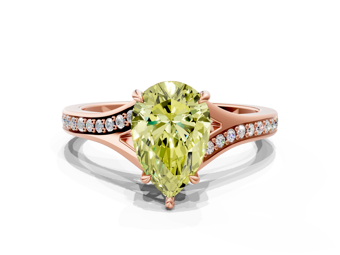 Rose gold Fancy Yellow Pear  Solitaire Pavé Band with Four-Prong Setting_42