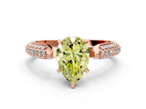 Rose gold Fancy Yellow Pear  Solitaire Pavé Diamond Engagement Ring with Four-Prong Setting_151
