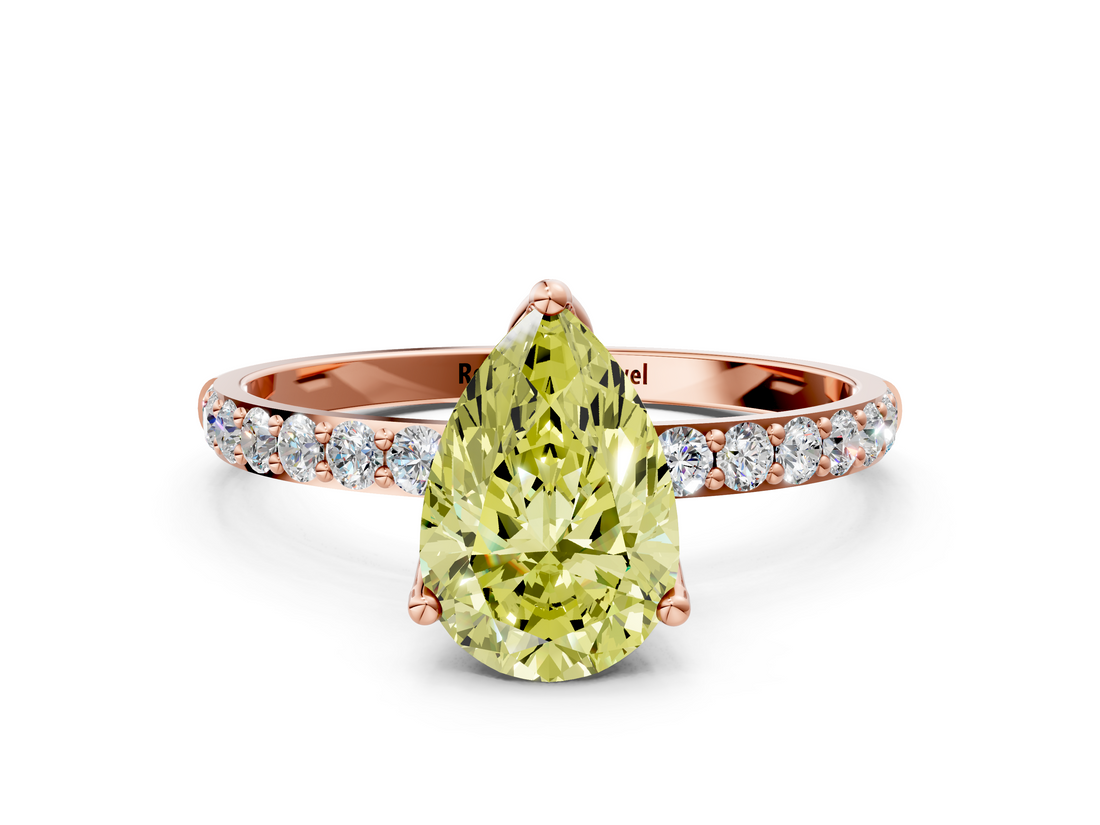 Rose gold Fancy Yellow Pear  Solitaire Pavé Diamond Engagement Ring with Four-Prong Setting_39