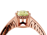 Rose gold Fancy Yellow Pear  Solitaire Pavé Diamond Milgrain Engagement Ring with Four-Prong Setting_7