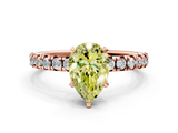 Rose gold Fancy Yellow Pear  Solitaire Pave Diamond Engagement Ring with Four-Prong Setting_264