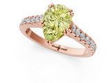 Rose gold Fancy Yellow Pear  Solitaire Pave Diamond Engagement Ring with Prong Setting_21