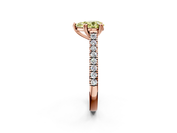 Rose gold Fancy Yellow Pear  Solitaire Pave Diamond Engagement Ring with Prong Setting