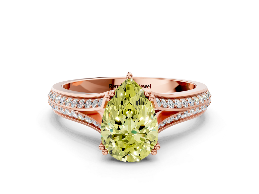 Rose gold Fancy Yellow Pear  Solitaire Pave Split Shank Engagement Ring with Six-Prong Setting_37
