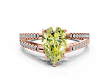 Rose gold Fancy Yellow Pear  Solitaire Split Shank Pavé Diamond Engagement Ring_389