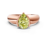 Rose gold Fancy Yellow Pear  Solitaire Tension Set Diamond Ring with Wide Band_37