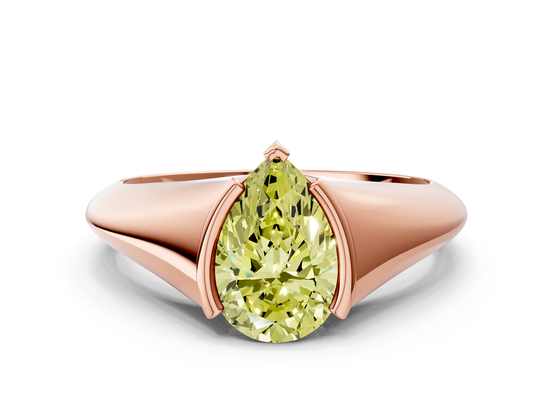 Rose gold Fancy Yellow Pear  Solitaire Tension Set Diamond Ring_20