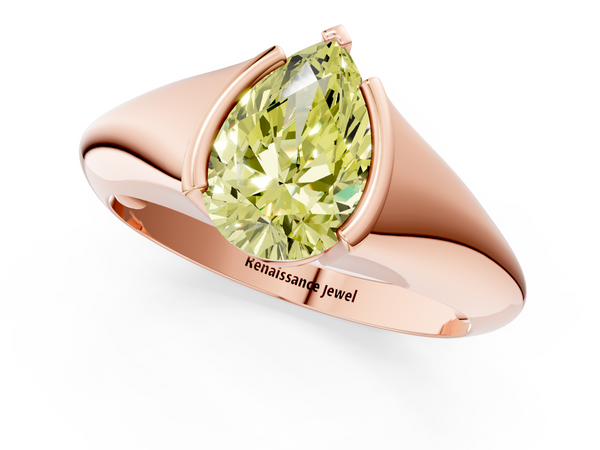 Rose Gold Pear-Shaped Tension Set Solitaire Engagement Ring Setting for Fancy Yellow Center