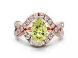 Rose gold Fancy Yellow Pear  Solitaire Twist Band Pavé Diamond Engagement Ring_32