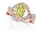 Rose gold Fancy Yellow Pear  Solitaire Twist Band Pavé Diamond Engagement Ring_33