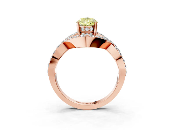 Rose Gold Pear-Shaped Infinity Twist Pave Engagement Ring Setting for Fancy Yellow Center