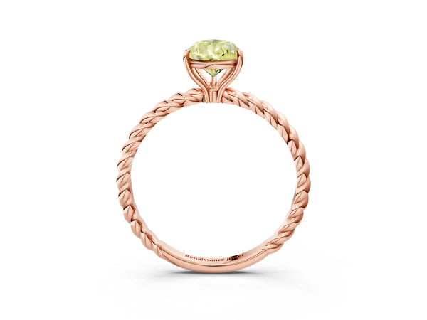 Rose gold Fancy Yellow Pear  Solitaire Twist Band Ring with Four-Prong Setting