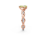 Rose gold Fancy Yellow Pear  Solitaire Twist Band with Leaf Prong Setting 3