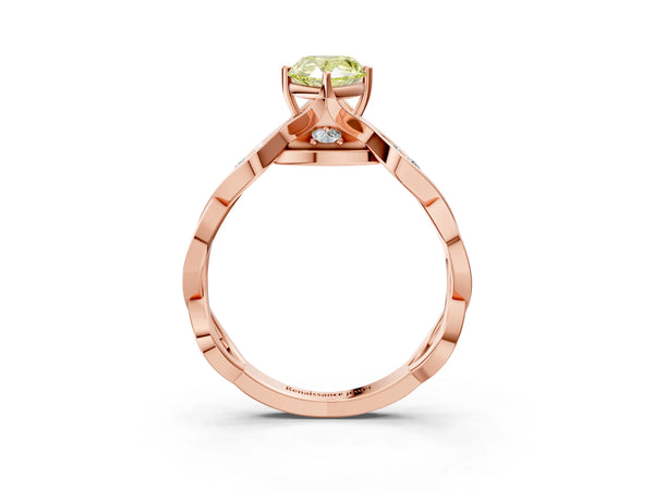 Rose Gold Pear-Shaped Accented Twist Engagement Ring Setting for Fancy Yellow Center