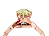 Rose gold Fancy Yellow Pear  Solitaire Twist Band with Leaf Prong Setting 5