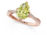 Rose gold Fancy Yellow Pear  Solitaire Twist Band with Pavé Diamonds and Four-Prong Setting_73