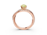 Rose gold Fancy Yellow Pear  Solitaire Twist Band with Pavé Setting and Four-Prong Setting_97