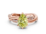 Rose gold Fancy Yellow Pear  Solitaire Twist Band with Pave Prong Setting_59