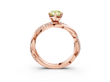 Rose gold Fancy Yellow Pear  Solitaire Twist Band with Pave Prong Setting_62