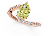 Rose gold Fancy Yellow Pear  Solitaire Twist Band with Pave Set Diamonds and Four-Prong Setting_108