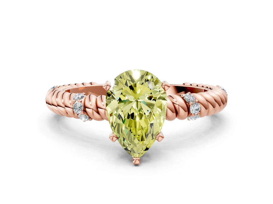 Rose gold Fancy Yellow Pear  Solitaire Twisted Band Prong Set Engagement Ring_61