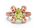 Rose gold Fancy Yellow Pear  Solitaire Twisted Band Scroll Prong Ring_3