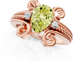 Rose gold Fancy Yellow Pear  Solitaire Twisted Band Scroll Prong Ring_4