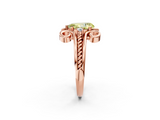 Rose gold Fancy Yellow Pear  Solitaire Twisted Band Scroll Prong Ring_5