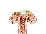 Rose gold Fancy Yellow Pear  Solitaire Twisted Band Scroll Prong Ring_8