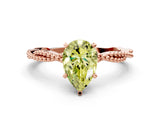 Rose gold Fancy Yellow Pear  Solitaire Twisted Band with Bead Prong Setting_378