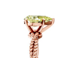 Rose gold Fancy Yellow Pear  Solitaire Twisted Band with Bead Prong Setting_383