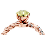 Rose gold Fancy Yellow Pear  Solitaire Twisted Band with Pavé Accents and Four-Prong Setting_7
