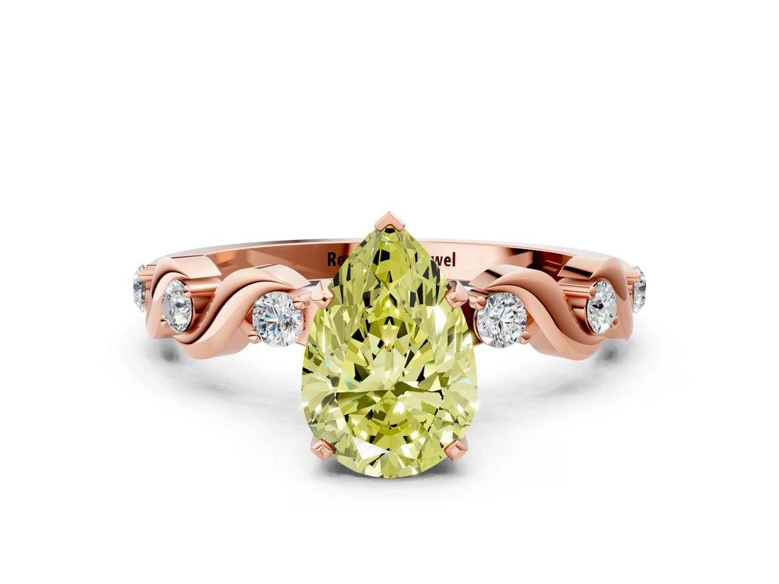 Rose gold Fancy Yellow Pear  Solitaire Twisted Band with Prong Setting 2