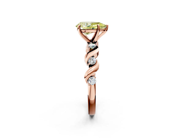 Rose gold Fancy Yellow Pear  Solitaire Twisted Band with Prong Setting