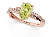 Rose gold Fancy Yellow Pear  Solitaire Twisted Pave Diamond Ring with Four-Prong Setting_13