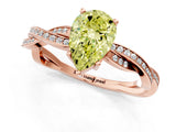 Rose gold Fancy Yellow Pear  Solitaire Twisted Pave Diamond Ring with Four-Prong Setting_75