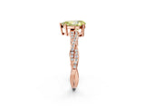 Rose gold Fancy Yellow Pear  Solitaire Twisted Pave Diamond Ring with Four-Prong Setting_76